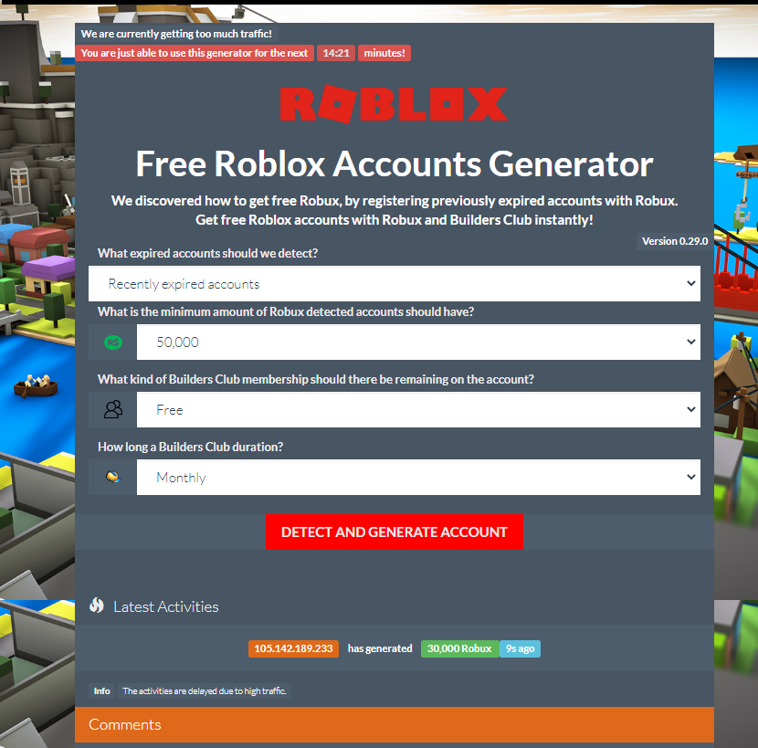 Free Robux Accounts 2021 October